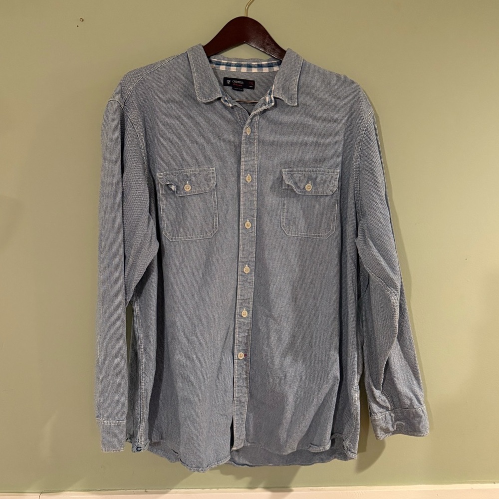 Cremeux Collection Men’s Button-Down Shirt XXL – Blue Check w/ Gingham Trim
